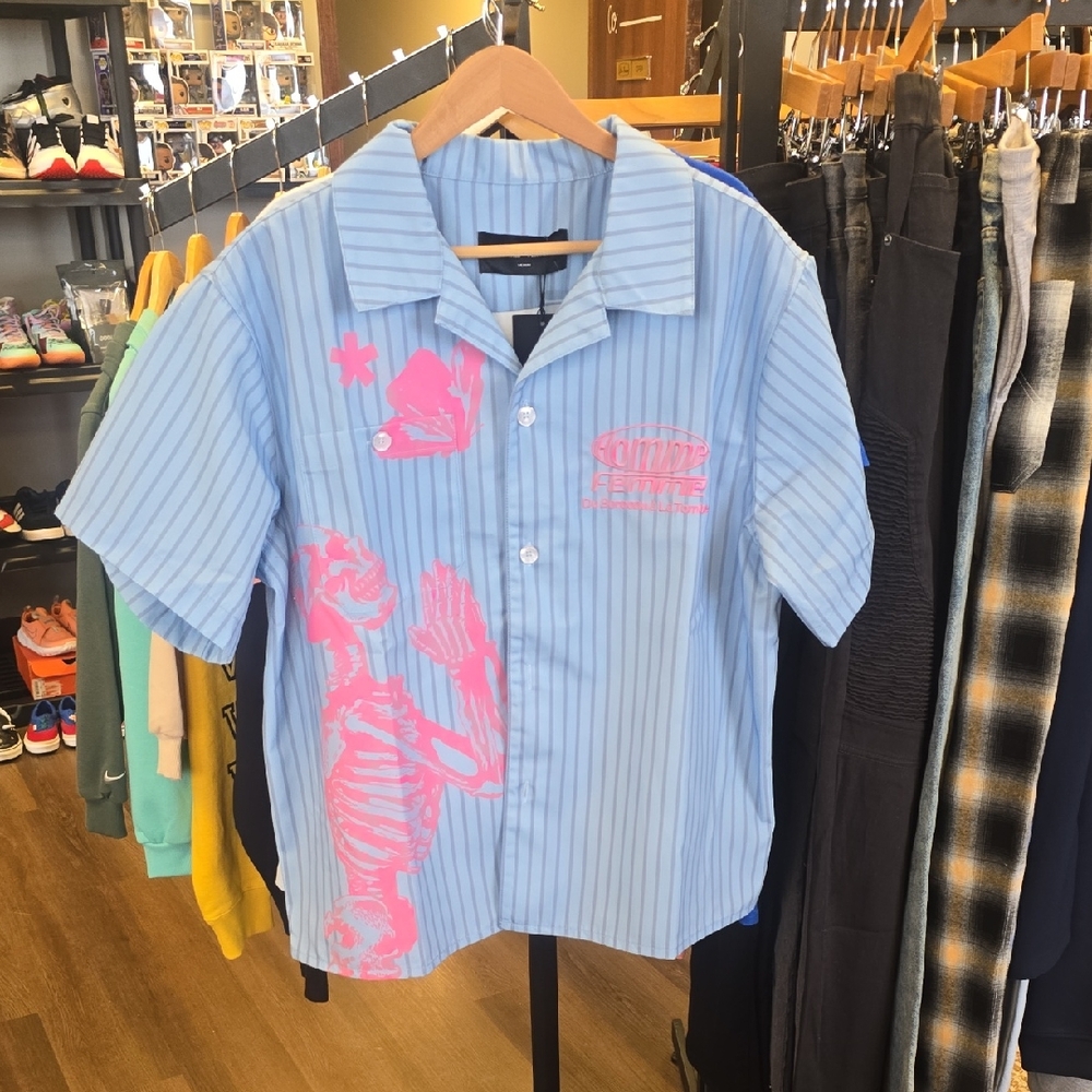 Homme + Femme Blue Striped Shirt